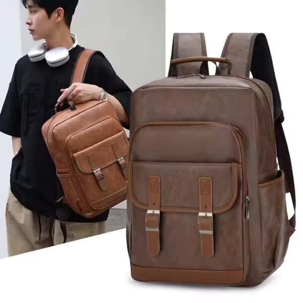 Mochila vintage de PU gran capacidad para estudiantes - 图片 2