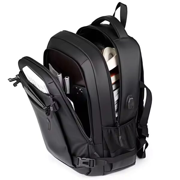 Custom Men's Waterproof Notebook Laptop Backpack Anti-theft PU Multi Pocket Outdoor Bagpack Fashion City Commute School Bag - 图片 4