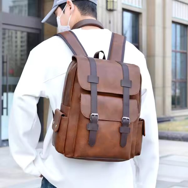 Remoid Fashion Waterproof PU Custom Logo Handbag Outdoor Travel Business School 15.6 Inch Men Outdoor Laptop Bag Backpack - 图片 5
