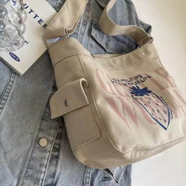 Bolsa de Compras Canvas Impermeable Multi Bolsillos Ecológica Reciclable Gran Capacidad Doble Asa - 图片 4